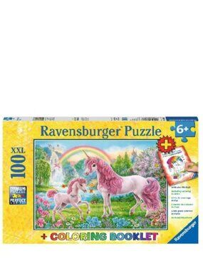 Ravensburger 100XXL Puzzle-Magical Unicorns w/Coloring  booklet New In Box